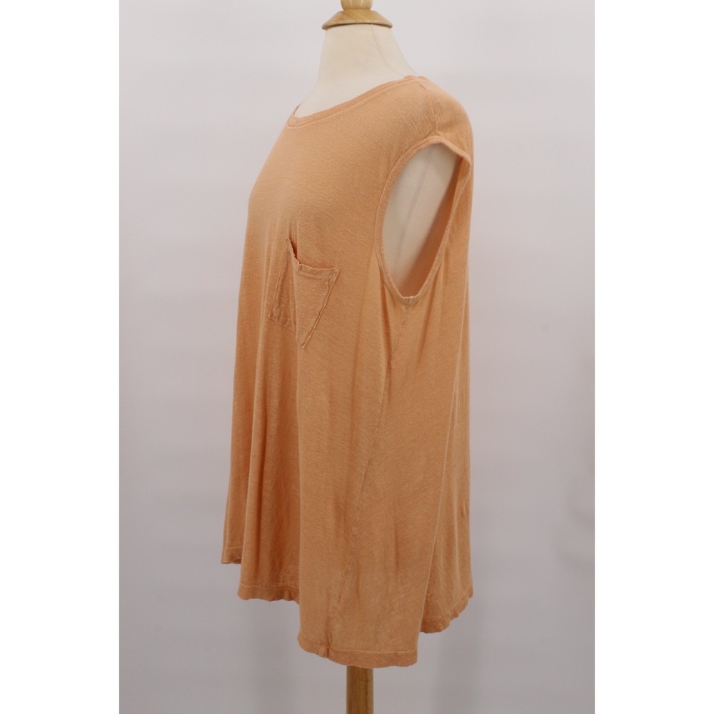 WILT Sleeveless Top size Small Linen Peach Orange Knit Swing Pocket - Picture 2 of 10